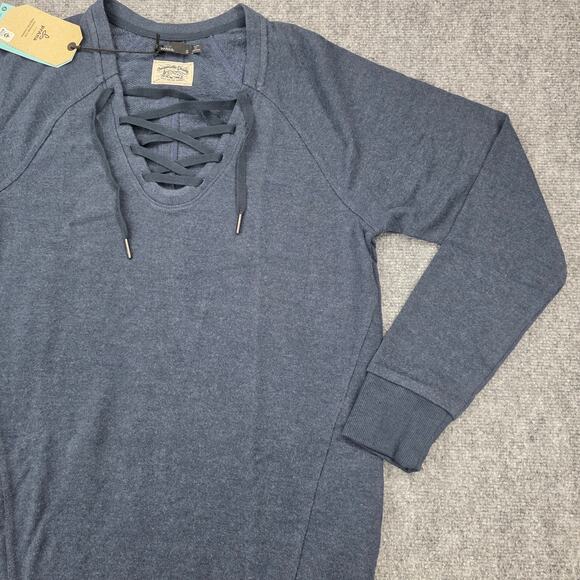 prAna Sweater Dress Womens Small Blue Heather Nautical Cozy Up Terry Pockets - Picture 12 of 16